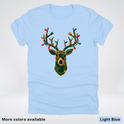 Rustic Reindeer Lights – Hook Yard Faux Texture - T-Shirt