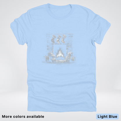 Vintage Christmas Fireplace Scene - T-Shirt