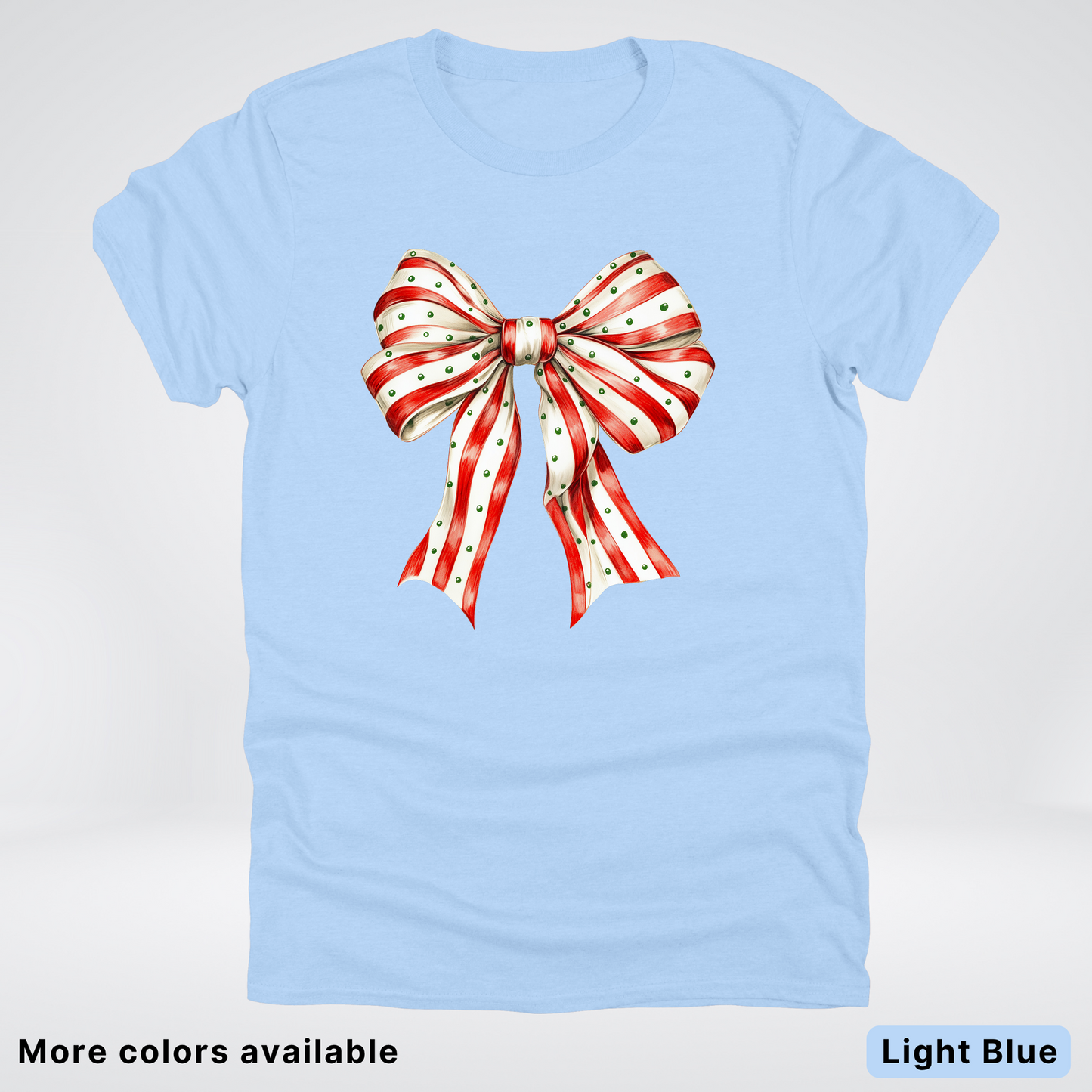 Peppermint Stripe Christmas Bow - T-Shirt