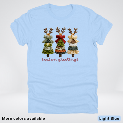 Season Greetings Reindeer Trees Hook Yard Faux - T-Shirt