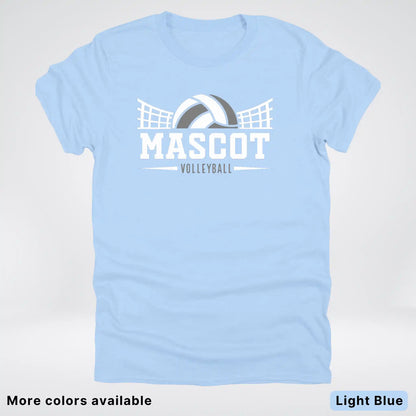 Volleyball Mom Game Day Tee – Custom Mascot Name Shirt | Gray Design 26