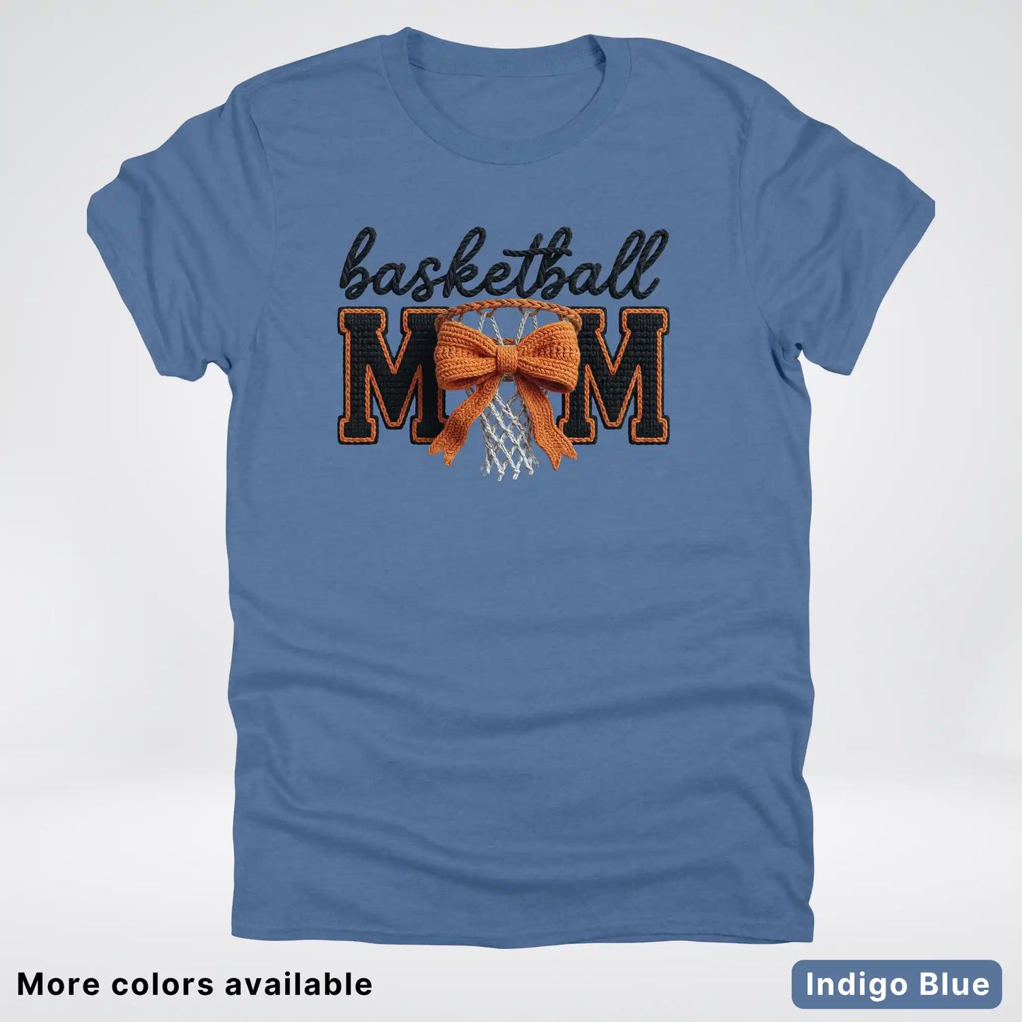 Basketball Mom – Faux Crochet Bow Basketball Graphic T-Shirt