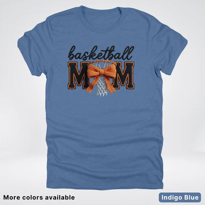 Basketball Mom – Faux Crochet Bow Basketball Graphic T-Shirt