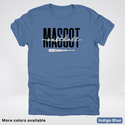 Custom Mascot – Black - Softball Design 30 T-Shirt
