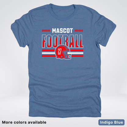 Custom Mascot & Number - Red - Football Design 2 T-Shirt
