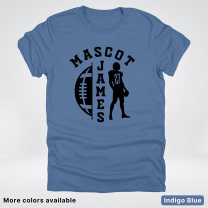 Custom Mascot, Number, & Name - Black - Football Design 31 T-Shirt
