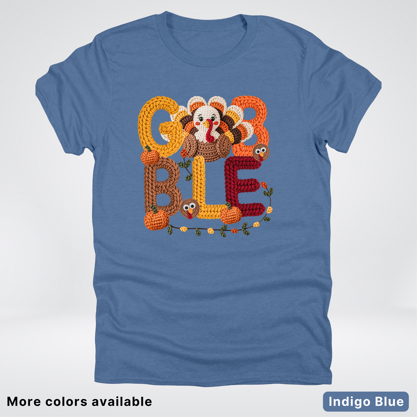 Turkey Gobble Pumpkin Fall Crochet - T-Shirts