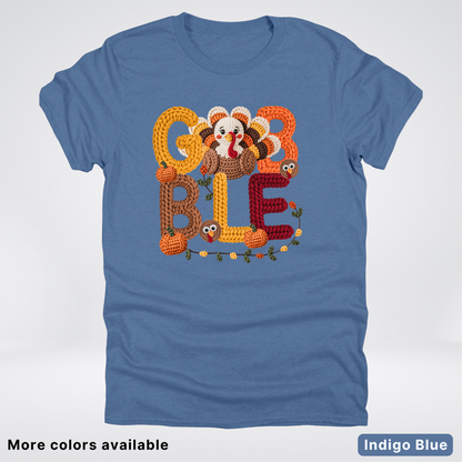Turkey Gobble Pumpkin Fall Crochet - T-Shirts