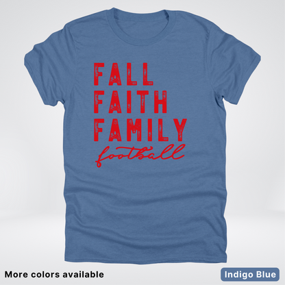 Fall Faith Family – Red Design - Football - T-Shirt