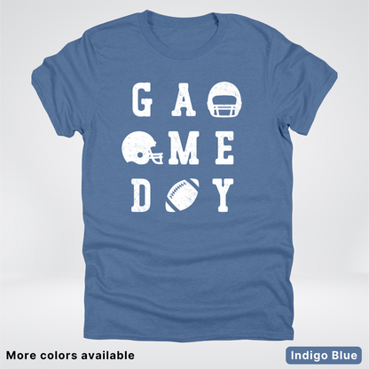 Game Day Football 3 x 3  – White Design  – T-Shirt