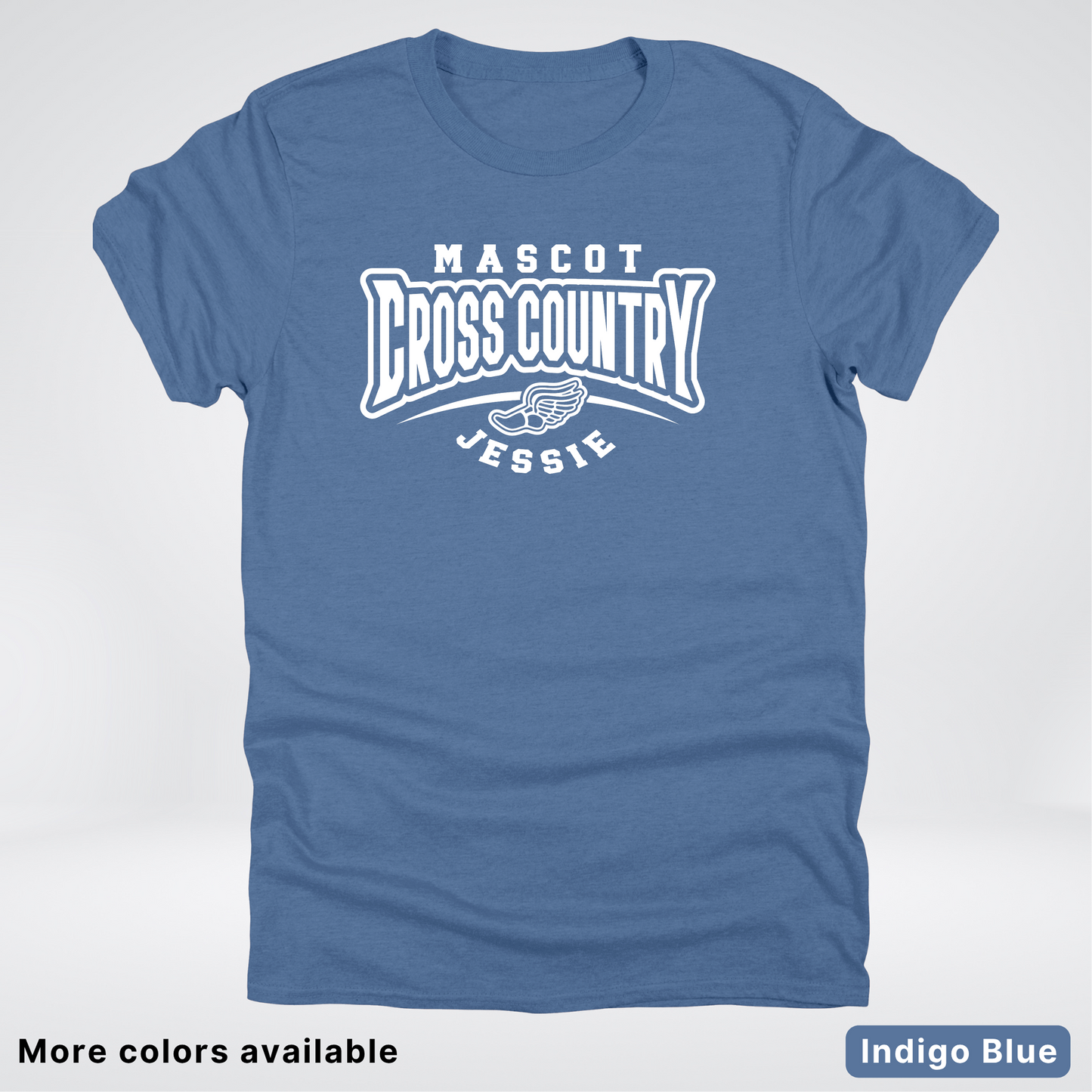 Custom Mascot & Name – White Design – Cross Country 02 - T-Shirt