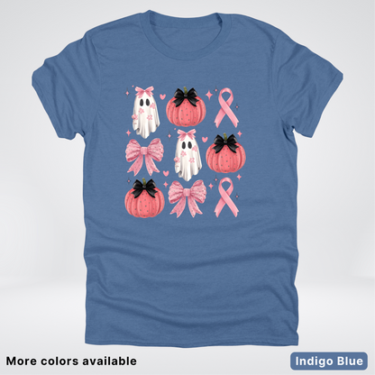 Pink Pumpkin Coquette Bow Cute Ghost - T-Shirt