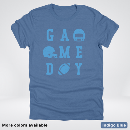 Game Day Football 3 x 3 – Light Blue Design – T-Shirt