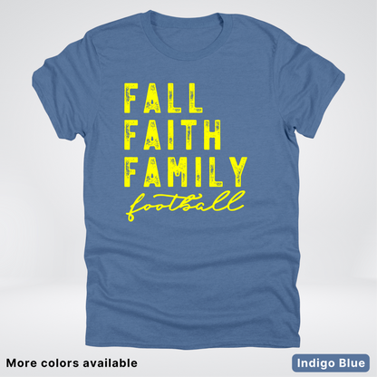 Fall Faith Family – Yellow Design - Football - T-Shirt