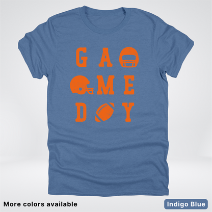 Game Day Football 3 x 3 – Orange Design  – T-Shirt