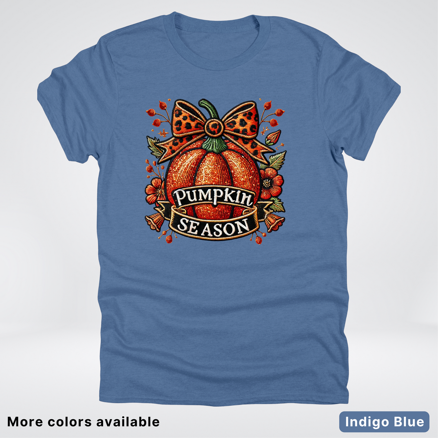 Pumpkin Season Leopard Print Bow Fall Autumn  - T-Shirts