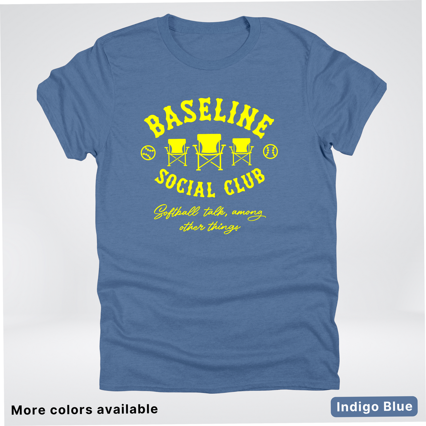 Baseline Social Club Softball – Yellow Design - T-Shirt