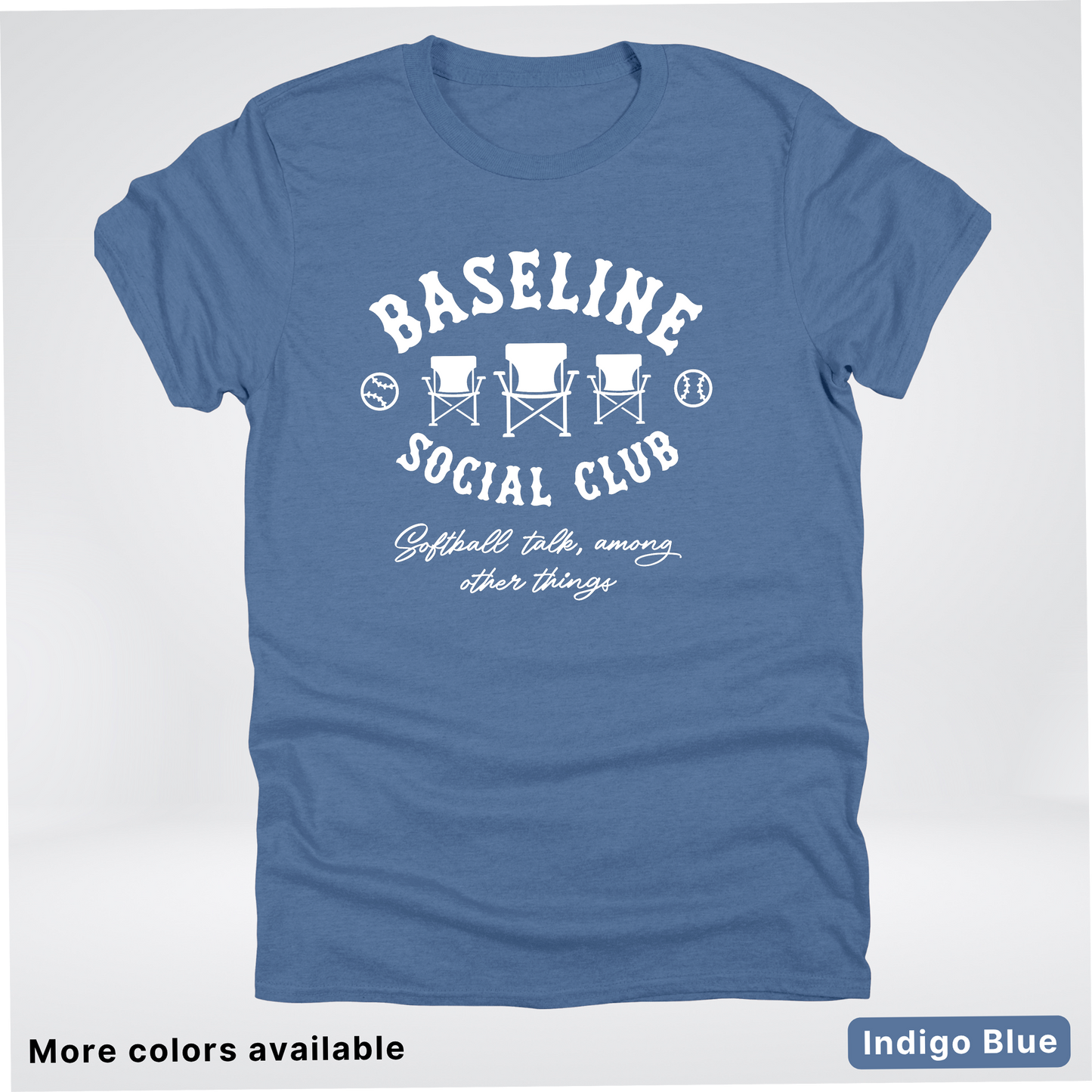 Baseline Social Club Softball – White Design – T-Shirt
