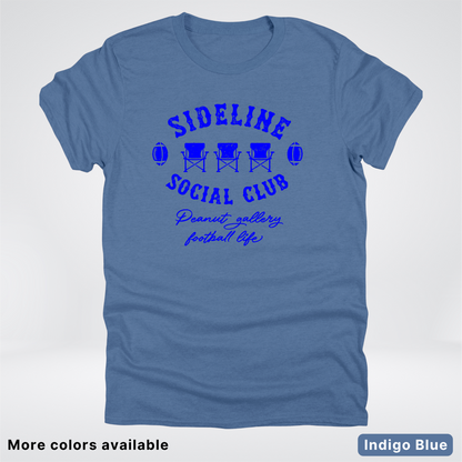 Sideline Social Club Peanut Gallery Football Life - Blue Design - T-Shirt