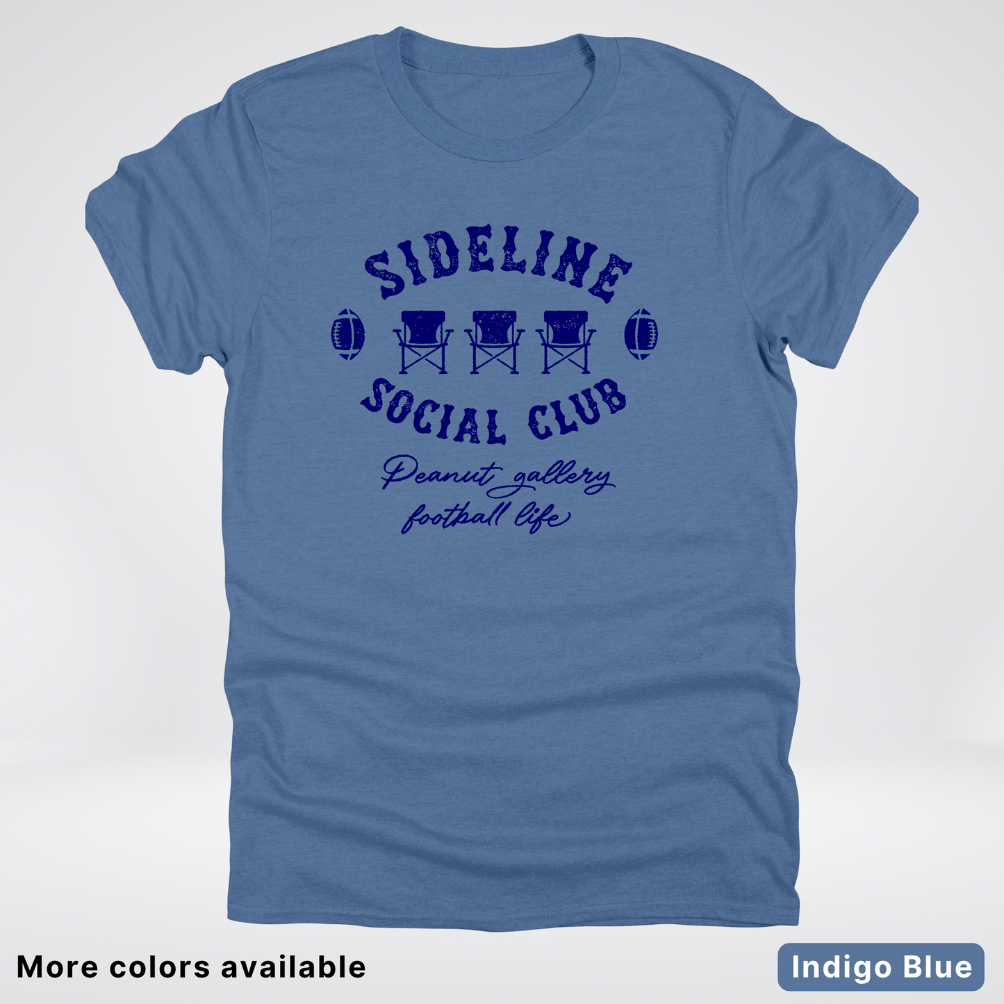 Sideline Social Club Peanut Gallery Football Life Navy Design 02 T-Shirt