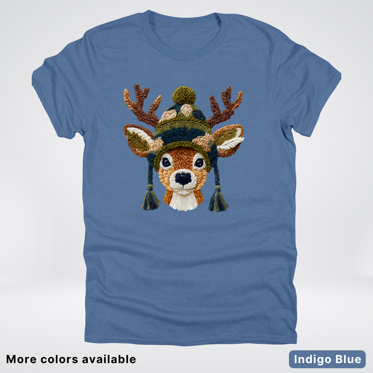 Cozy Winter Reindeer Hook Yard Faux Texture - T-Shirt