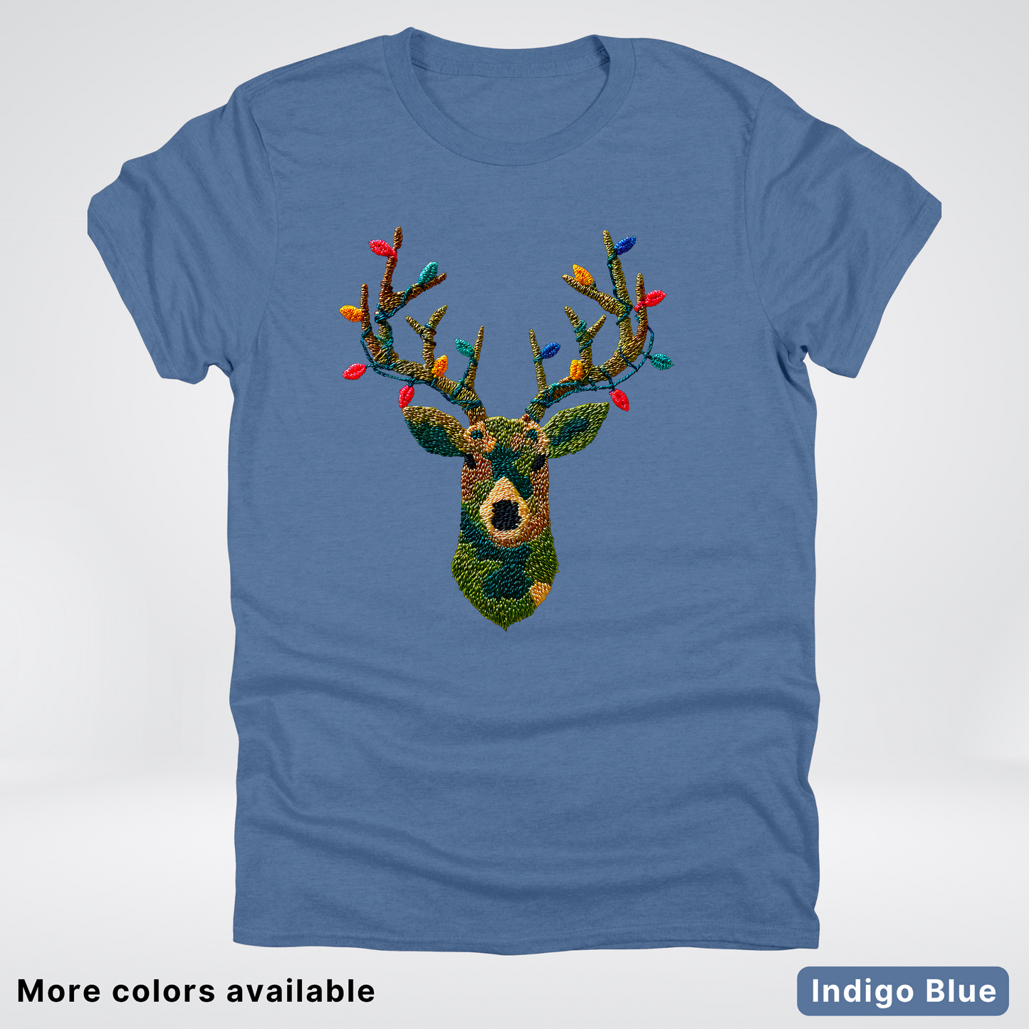 Rustic Reindeer Lights – Hook Yard Faux Texture - T-Shirt
