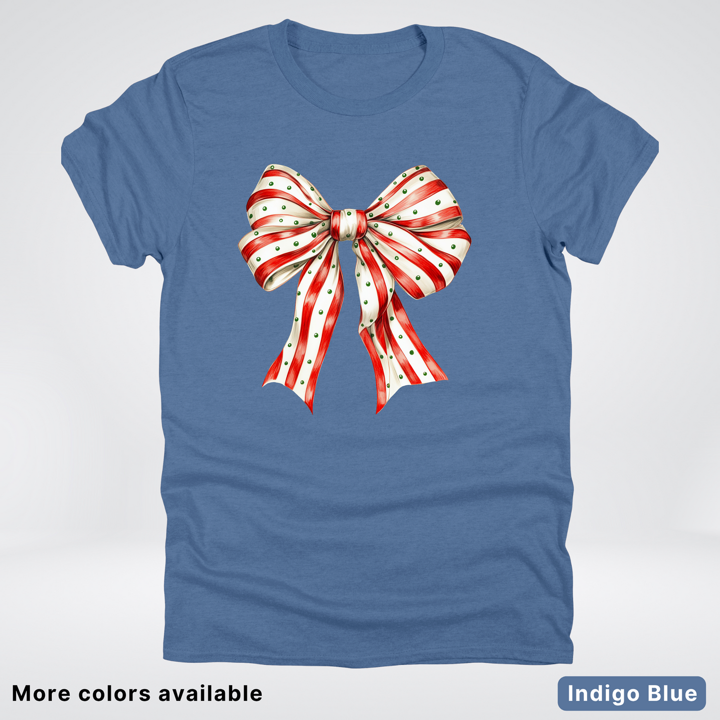 Peppermint Stripe Christmas Bow - T-Shirt