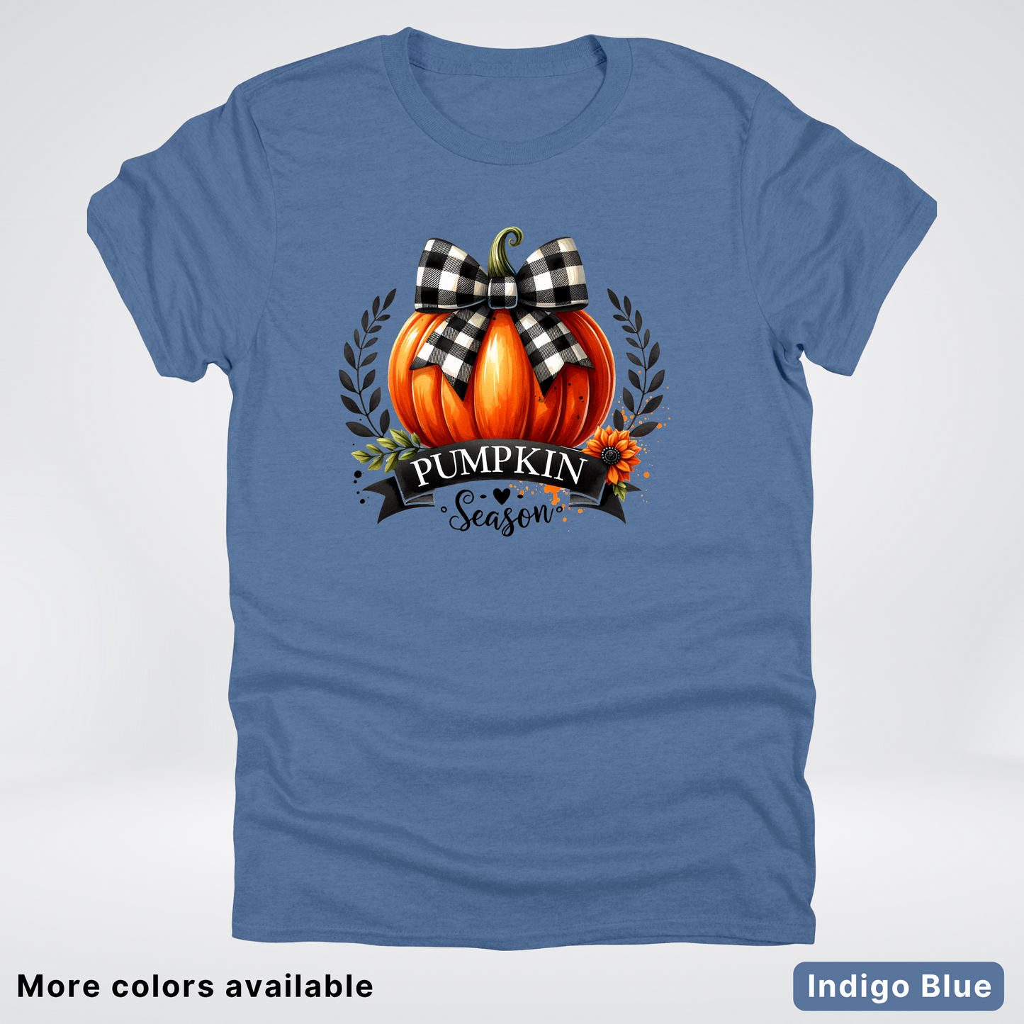 Pumpkin Season Black Plaid Bow - T-Shirt