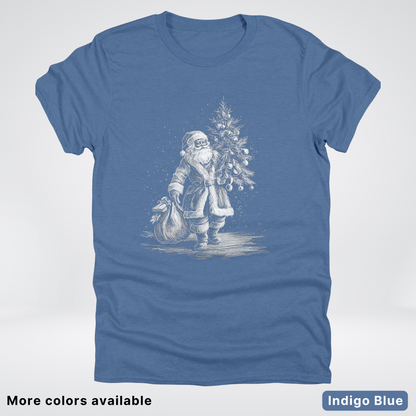 Vintage Santa with Christmas Tree - T-Shirt