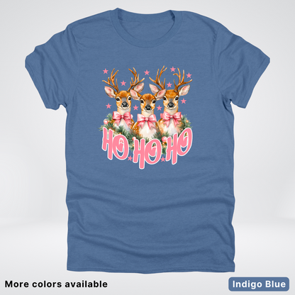 Ho Ho Ho Pink Deer Trio - T-Shirt