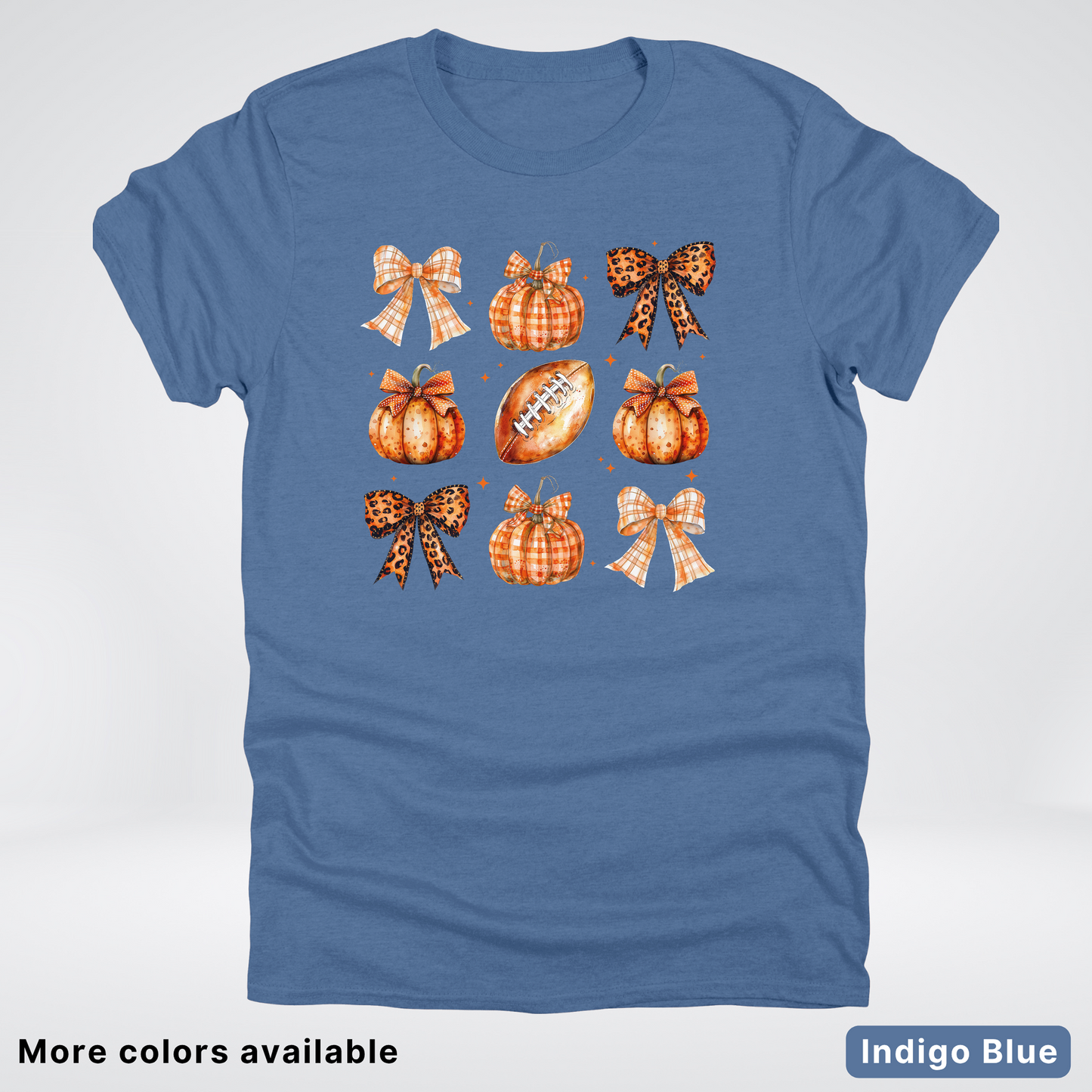 Football Coquette Ribbon Bow Plaid Pumpkin Fall - T-Shirt