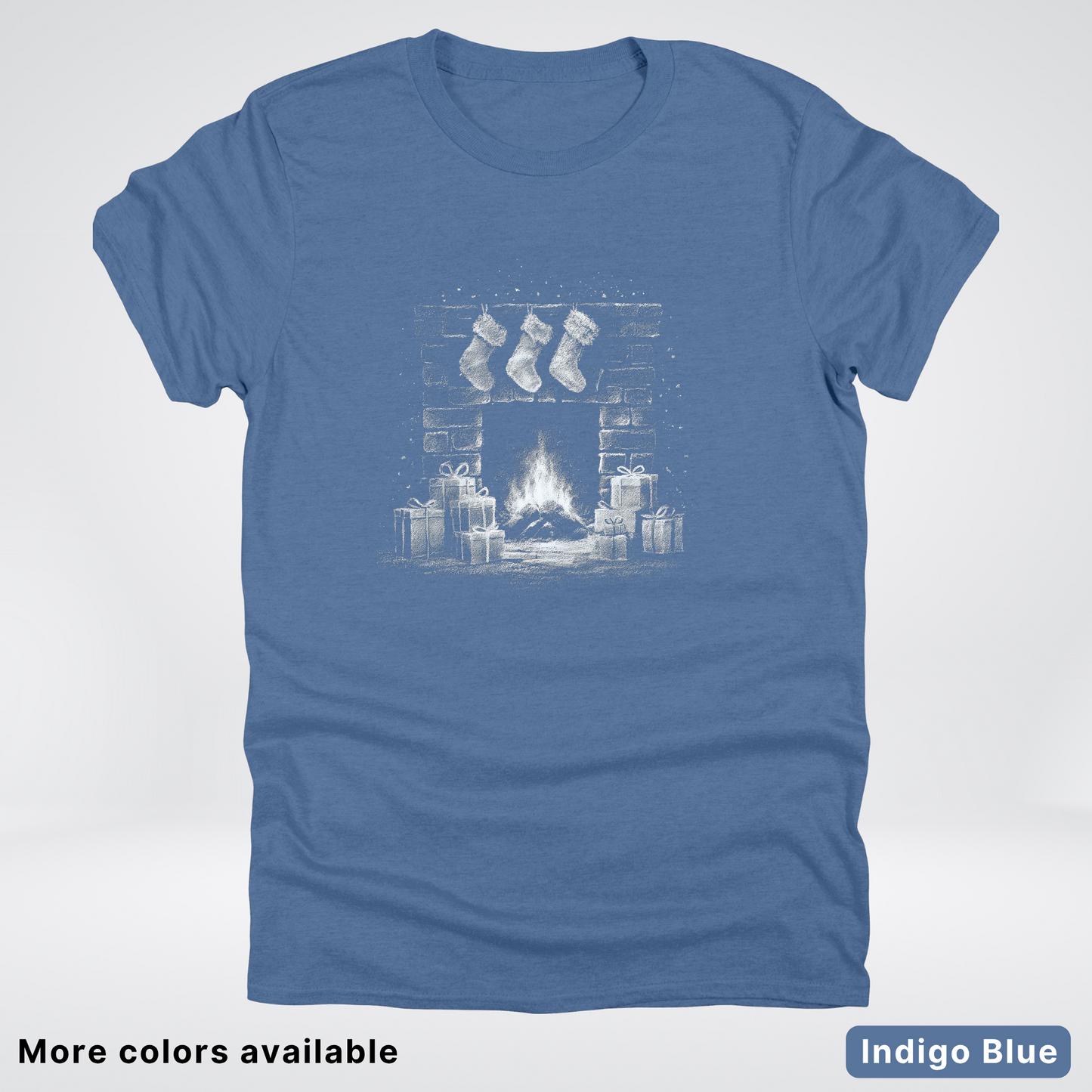 Vintage Christmas Fireplace Scene - T-Shirt