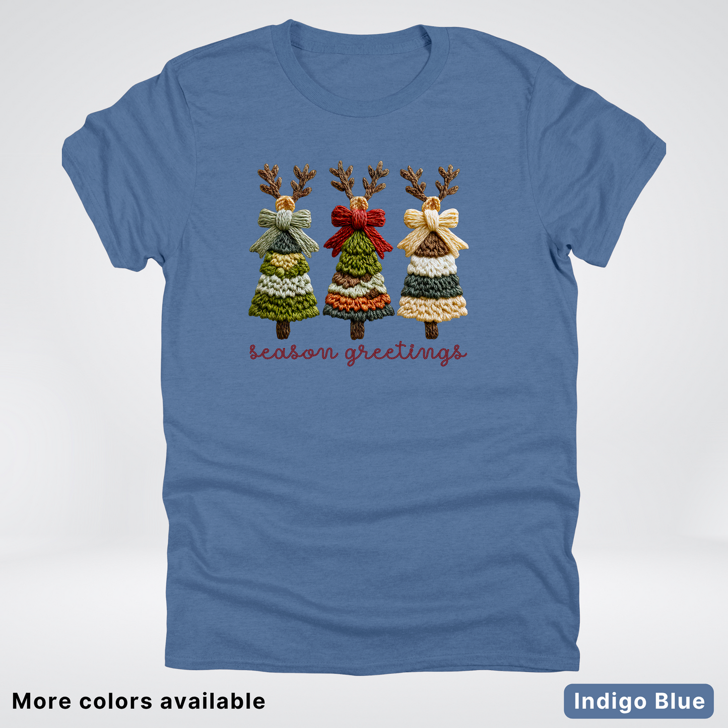 Season Greetings Reindeer Trees Hook Yard Faux - T-Shirt