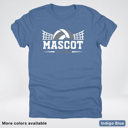 Volleyball Mom Game Day Tee – Custom Mascot Name Shirt | Gray Design 26