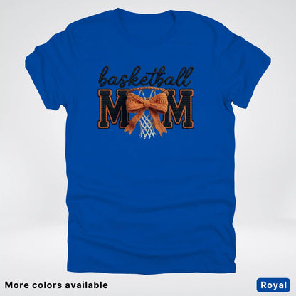 Basketball Mom – Faux Crochet Bow Basketball Graphic T-Shirt