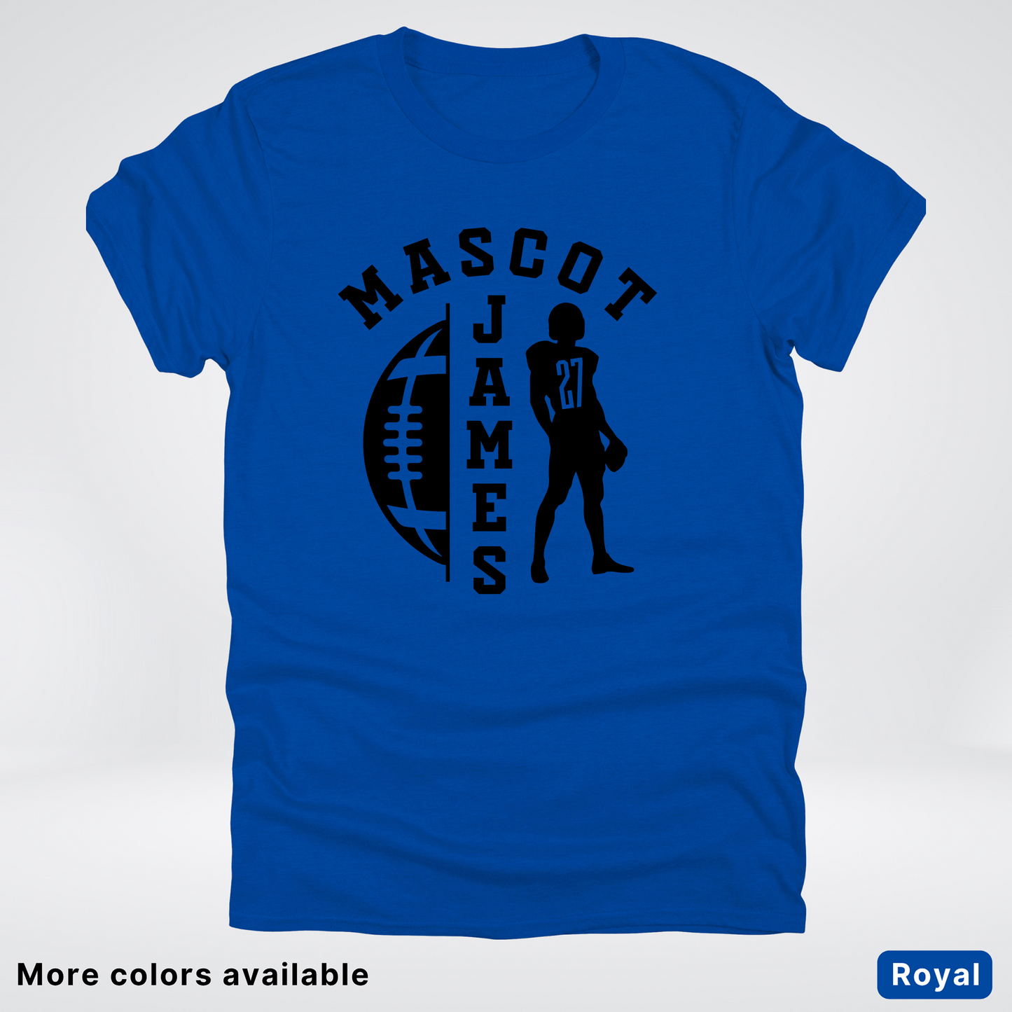 Custom Mascot, Number, & Name - Black - Football Design 31 T-Shirt