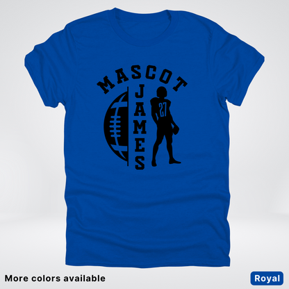 Custom Mascot, Number, & Name - Black - Football Design 31 T-Shirt