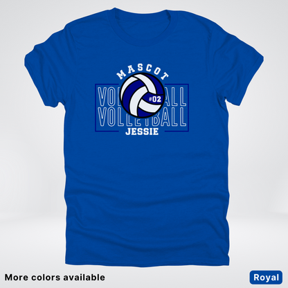 Custom Mascot, Number, & Name – Navy - Volleyball Design 13 T-Shirt