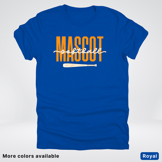 Custom Mascot – Orange - Softball Design 33 T-Shirt