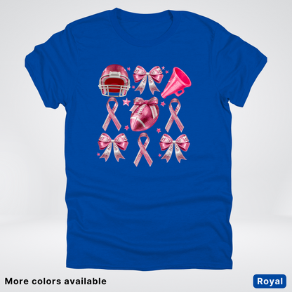 Coquette Glitter Bows and Football - T-Shirt