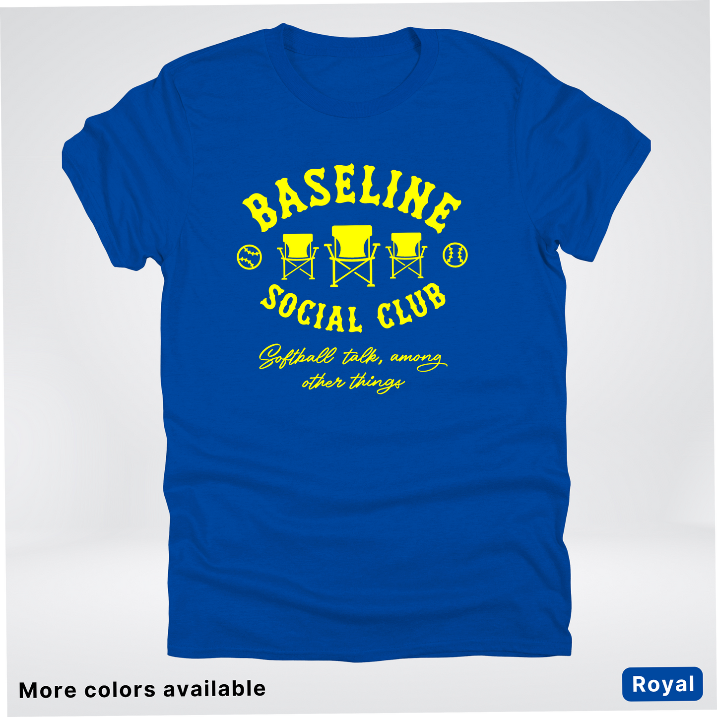 Baseline Social Club Softball – Yellow Design - T-Shirt