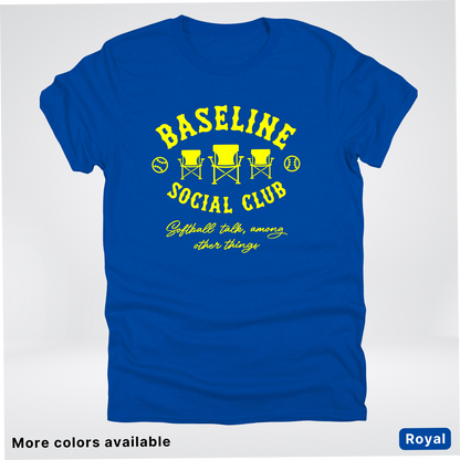 Baseline Social Club Softball – Yellow Design - T-Shirt