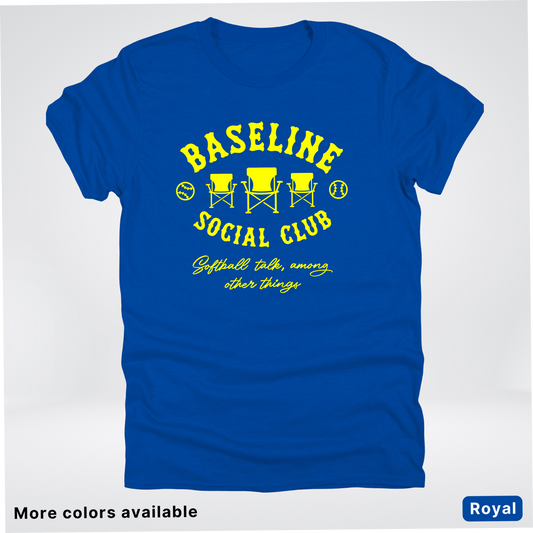 Baseline Social Club Softball – Yellow Design - T-Shirt