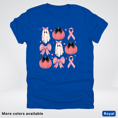Pink Pumpkin Coquette Bow Cute Ghost - T-Shirt