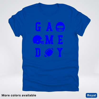 Game Day Football 3 x 3 - Blue Design - T-Shirt