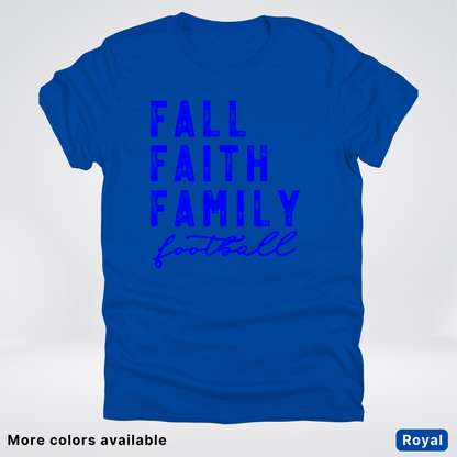 Fall Faith Family – Blue Design - Football - T-Shirt