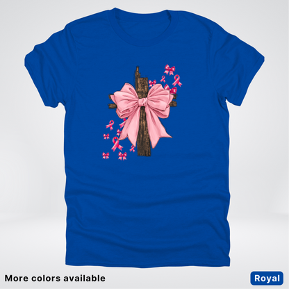 Pink Out Coquette Wooden Cross - T-Shirt