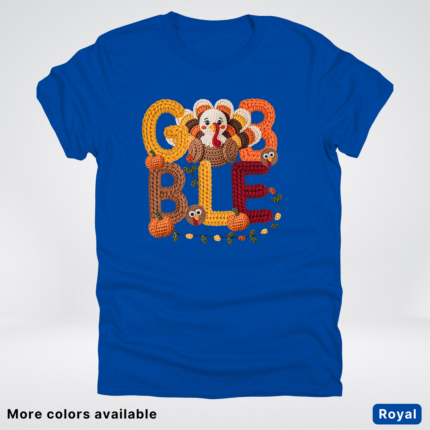 Turkey Gobble Pumpkin Fall Crochet - T-Shirts