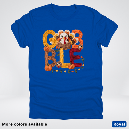 Turkey Gobble Pumpkin Fall Crochet - T-Shirts