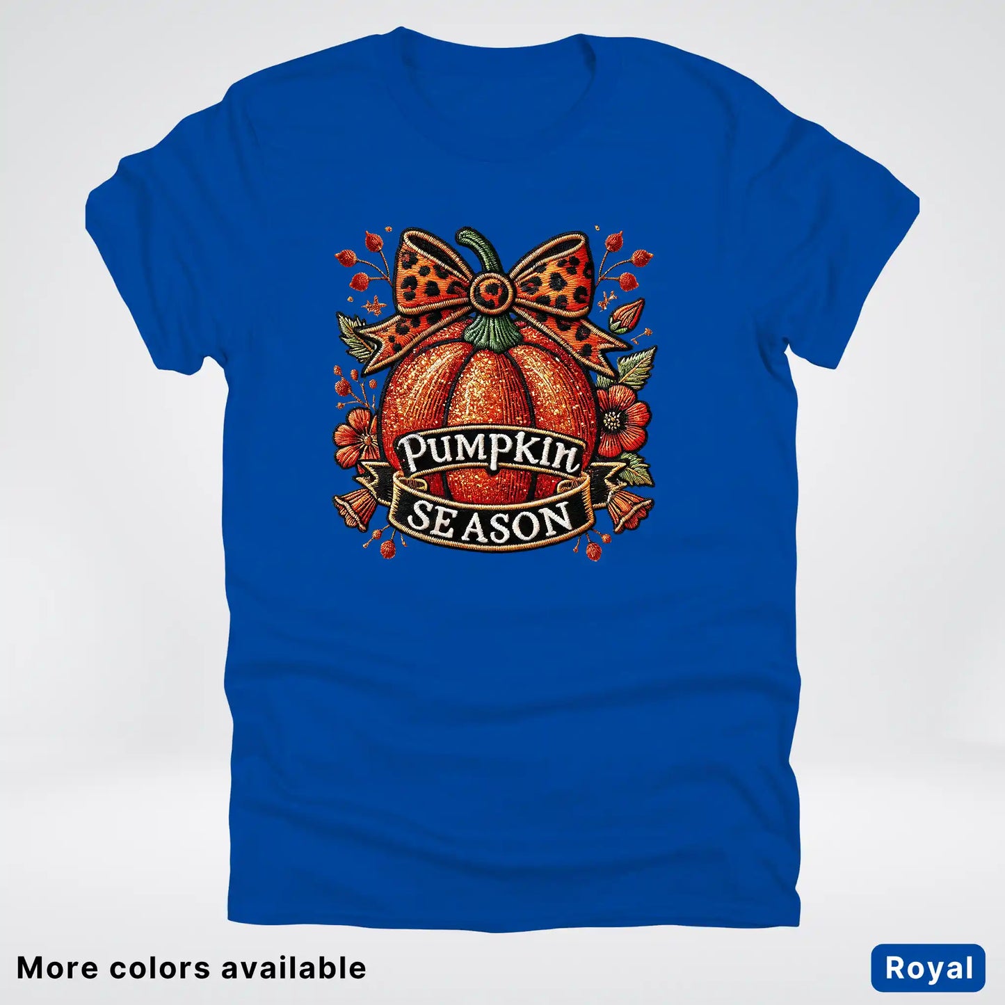 Pumpkin Season Leopard Print Bow Fall Autumn  - T-Shirts
